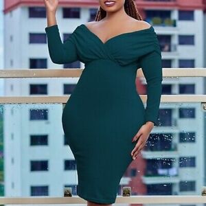 Green Off-Shoulder Bodycon Dress